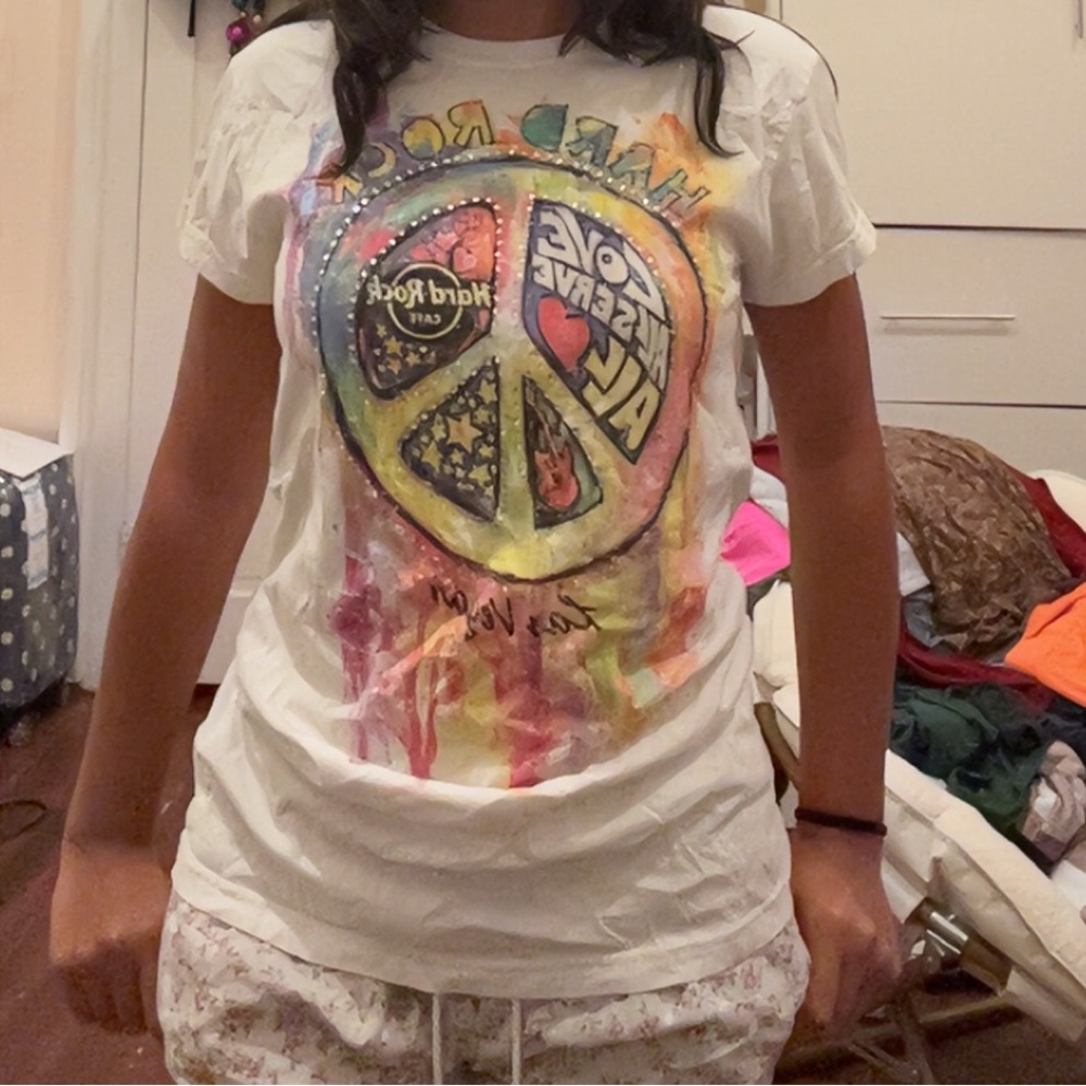 Peace and Love Hard Rock Las Vegas Graphic  T-Shirt